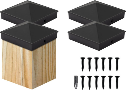 4x4 metal post caps - metal, black